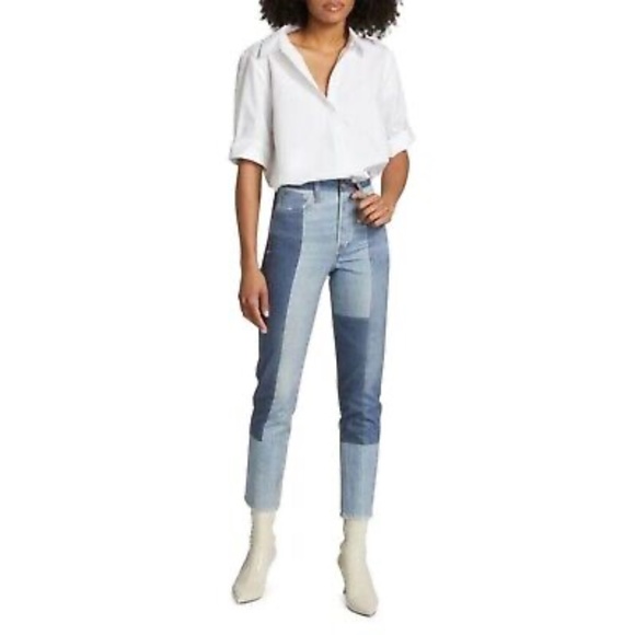 Rag & Bone Nina Miramar patchwork Straight-leg Jeans NWOT - Picture 1 of 9